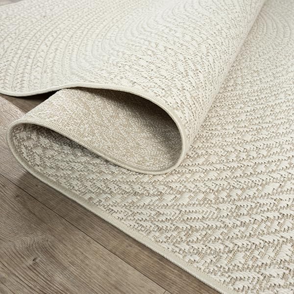 The carpet Kansas - durable indoor and outdoor rug in natural jute look, weatherproof, suitable for terrace and garden, cream, approx. 80 x 250 cm.