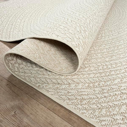 The carpet Kansas - durable indoor and outdoor rug in natural jute look, weatherproof, suitable for terrace and garden, cream, approx. 80 x 250 cm.