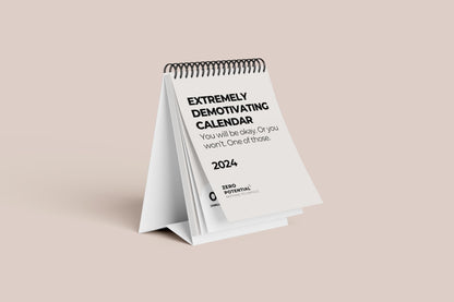 Demotivating desk calendar for 2024 with monthly English quotes (Beige-English, A6)