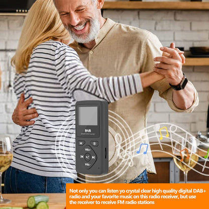 Richer-R DAB Pocket Digital Radio, Portable 1.8-inch LCD DAB/DAB+ Pocket Digital Radio Bluetooth MP3 Player, Digital Radio Player with Headphones FM Transmitter Function Black