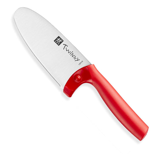 ZWILLING Twinny children's kitchen knife, 10 cm, with finger guard, stainless steel, rounded blade, child-friendly design, plastic handle, red