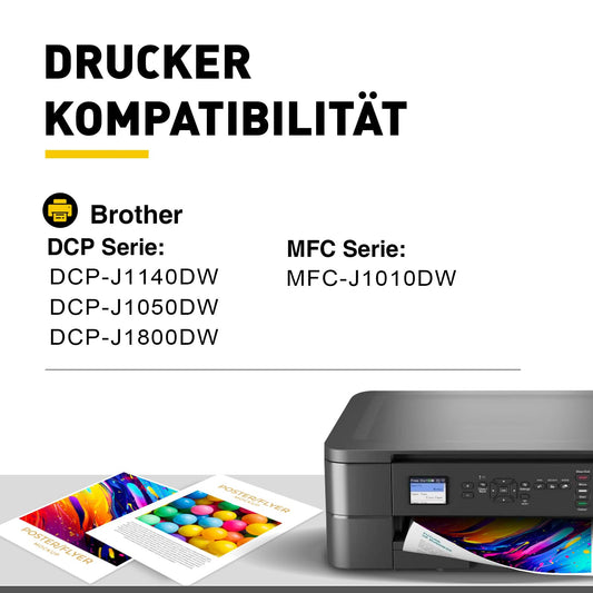 LC421XL LC-421XLVAL printer cartridges for Brother LC421XL LC421 421 XL cartridges multipack for Brother DCP-J1050DW, MFC-J1010DW, DCP-J1140DW, DCP-J1800DW, 4er Value Pack.
