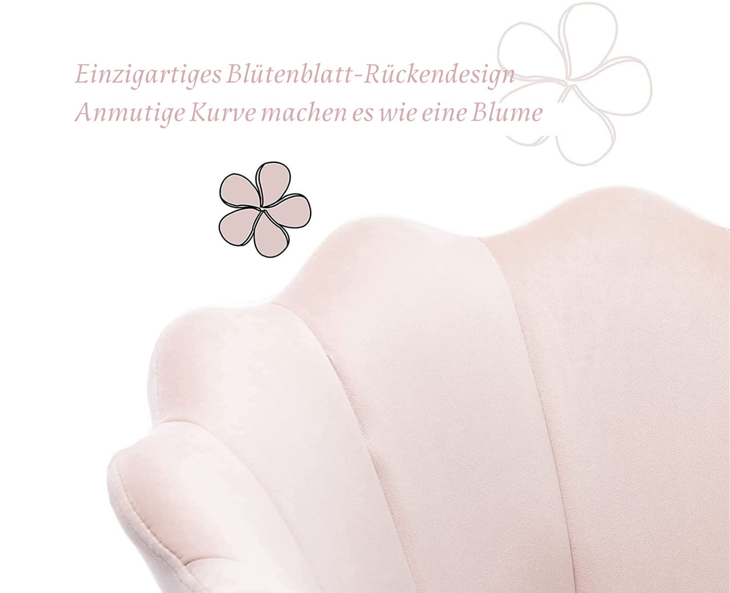 Wahson velvet swivel chair, height-adjustable, armless, with gold base, desk chair for bedroom/vanity, light pink, velvet.