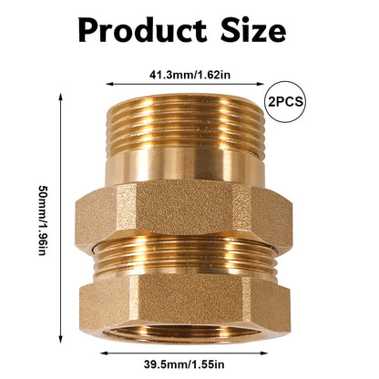 2 pieces of brass fitting 1 1/4 inch, 1 1/4" male/female brass threaded fittings, G1 1/4 brass fitting screw connection, tapered sealing fitting, DN32 pipe fitting threaded fitting.