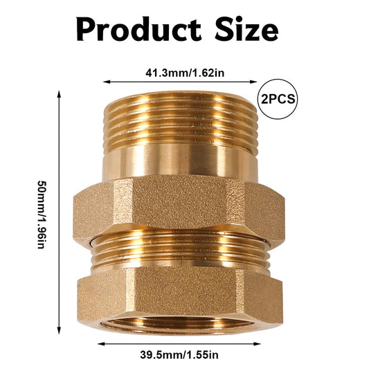 2 pieces of brass fitting 1 1/4 inch, 1 1/4" male/female brass threaded fittings, G1 1/4 brass fitting screw connection, tapered sealing fitting, DN32 pipe fitting threaded fitting.