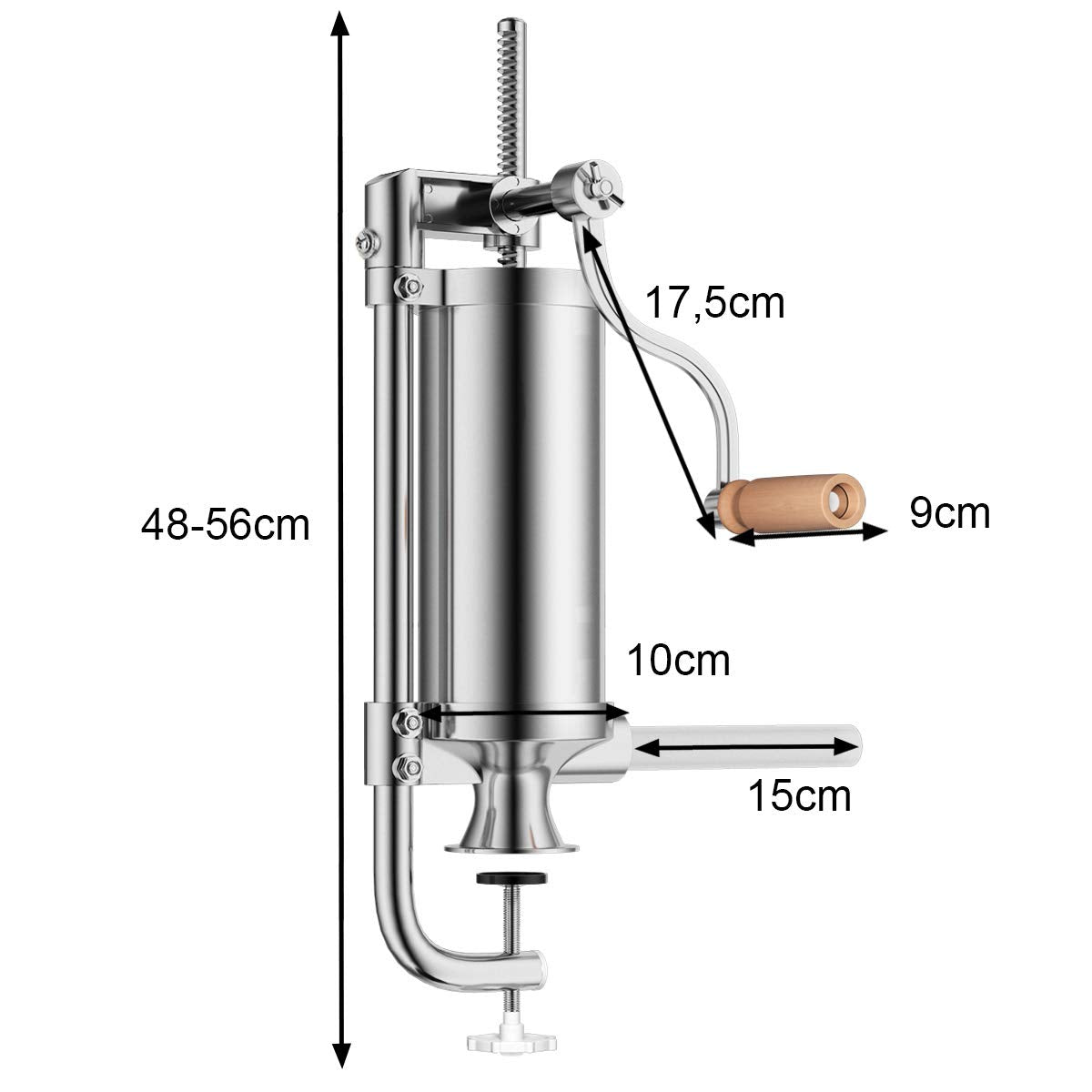 COSTWAY 1.5kg/2.5kg/3kg/5kg manual sausage stuffer, stainless steel sausage machine, silver sausage filling machine with table clamp, sausage syringe including filling tubes (2.5KG - 4 filling tubes)