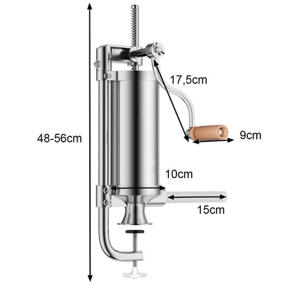 COSTWAY 1.5kg/2.5kg/3kg/5kg manual sausage stuffer, stainless steel sausage machine, silver sausage filling machine with table clamp, sausage syringe including filling tubes (2.5KG - 4 filling tubes)