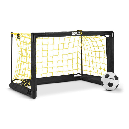 SKLZ Pro Mini Goal, includes 5" soft ball, easy to assemble, White/Yellow