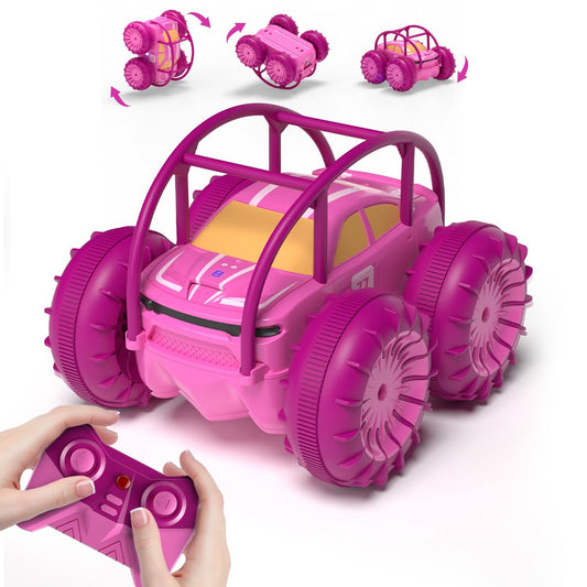 MaxTronic Remote Control Car for Girls, Direct Charge Amphibious Monster Truck with LED Light, 4WD Waterproof Indoor Outdoor RC Toy Beach Pool, Gift for Kids 3 4 5 6 7 8 9 years