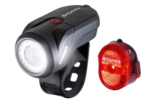 Sigma Aura 35 and Nugget II | splash-proof bike light set | StVZO approved, rechargeable front light and taillight