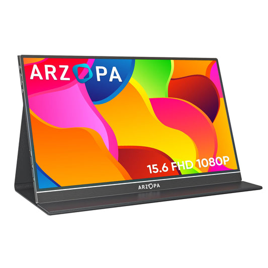 ARZOPA Portable Monitor, 15.6 inch 1080 FHD Portable Monitor with External HDR Eye Care Screen and HDMI/Type-C/USB-C, for Laptop/PC/Mac/PS4/Xbox.