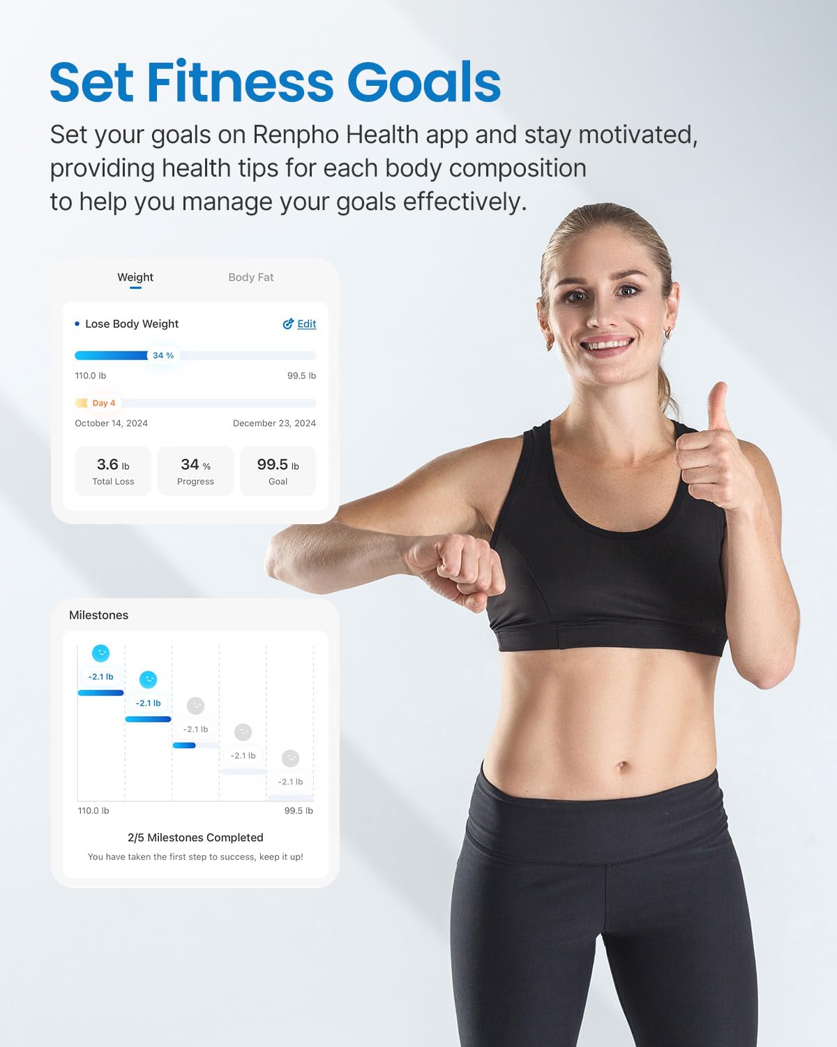 RENPHO body fat scale with WiFi fitness tracking scale with body fat and muscle mass, scale with body fat analysis & monitors 13 body measurements for your health