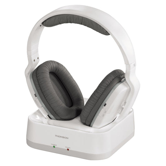Thomson WHP3311W wireless headphones with charging station (Over-Ear, PLL-System, range 100 m, 863 MHz) white