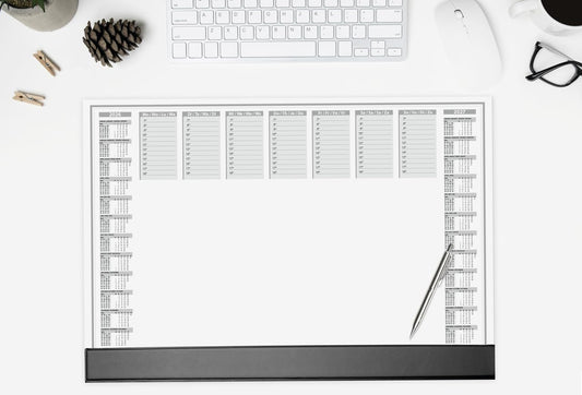 SIGEL H6365 Paper Desk Pad with protective strip, A2 size, pack of 5, calendar 2026-2027, 40 sheets, made of sustainable paper.