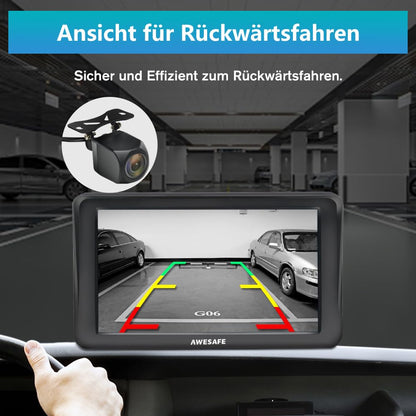 AWESAFE Bluetooth GPS device for car with backup camera, 7 inch touchscreen, supports 2023 Europe maps with lifelong free updates, GPS navigation for car, car, truck.