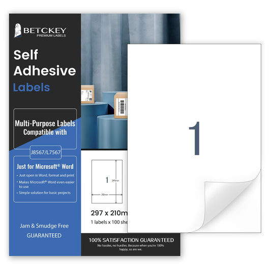 400 sheets, 210mm x 297mm, Universal Self-Adhesive Printable Labels, Matte Paper Stickers, A4 Sticker Compatible with Inkjet & Laser Printers, 1 label per sheet