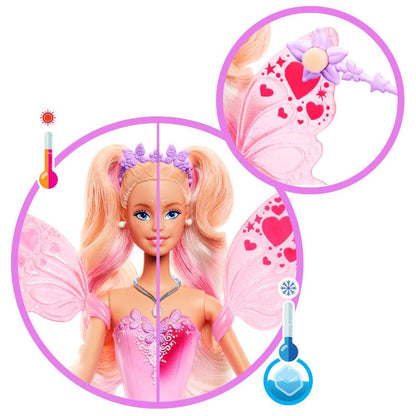 Mattel Barbie Fairy Doll with toy magic wand and fashion accessories, fantasy theme with color-changing wings and outfit, JCP76, [Multicolor]