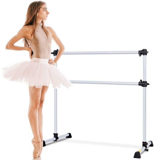 GOPLUS Ballet barre, ballet bar, stretch bar, adjustable height, for kids and adults, 120 x 118 x 71cm, color option (Silver)