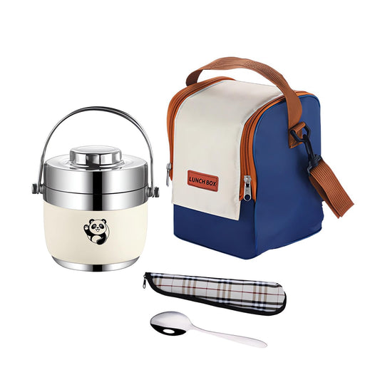 LANMOU 1300ml food thermos, stainless steel, thermal lunchbox for kids and adults, leakproof, includes spoon and carrying bag, keeps food hot for 6h / cold for 12h.