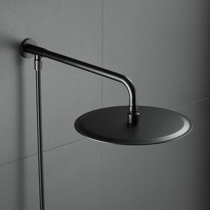 Matte black shower head rain shower with shower arm and hose, 25 cm