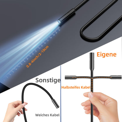 Endoscope camera with light 5m, Ennovor 1080P HD Digital Endoscope with 4.3-inch IPS screen, IP67 Waterproof Pipe Camera with 8 adjustable LEDs, 8mm snake camera inspection camera.
