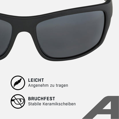 ALPINA TESTIDO - Mirrored and shatterproof sports and cycling glasses with 100% UV protection for adults, all black, One Size