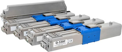 OBV 4X compatible XL toner for Oki C510 C510DN C530 C530DN MC561 MC561DN C511dn C531dn MC562dn black, cyan, magenta, yellow each 5000 pages