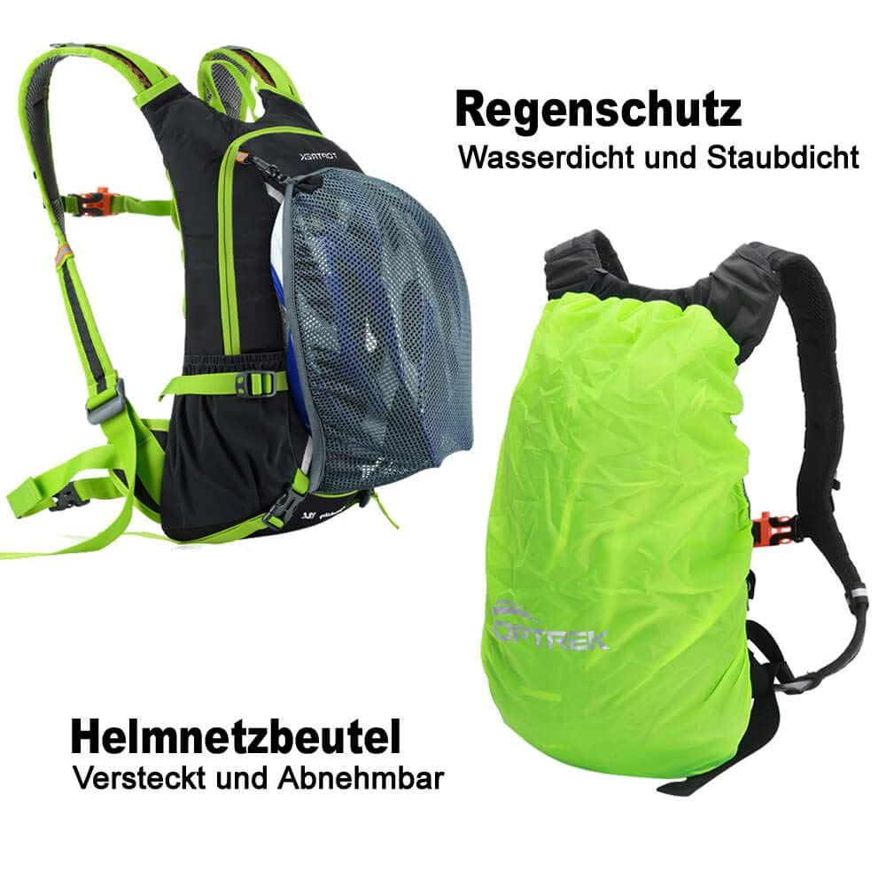 toptrek Bike Backpack 18L Ultra-lightweight Bicycle Backpack with Rain Cover and Helmet Cover Hydration Backpack Waterproof Cycling Backpack Sports Backpack Hydration Backpack (Green)