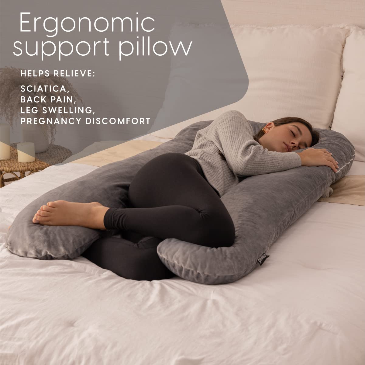 Billion Pregnancy Pillow, Side Sleeper Pillow, Memory Foam Body Pillow with Removable and Washable Cover (137 x 71 cm)
