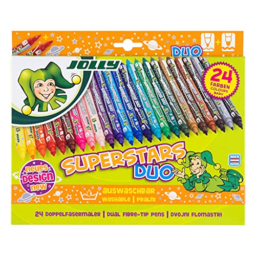 JOLLY Fiber Pens - Felt Tip Pens - Color Pencils - Fineliner Superstar Duo 24 pcs. assorted colors in cardboard case (pack of 2)