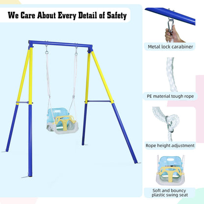 CCLIFE Baby swing with swing frame children's swing swing set outdoor and indoor adjustable from 2 years ZERRO