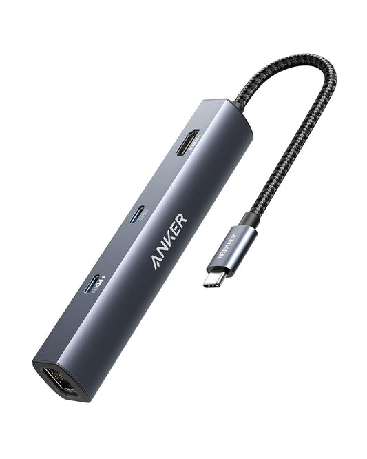 Anchor PowerExpand 6-in-1 Ethernet Adapter, PD USB C Hub, 65 PD, 4K HDMI, 1Gbps Ethernet, Data, 2 USB 3.0 data ports, compatible with MacBook Pro, MacBook Air, iPad Pro, XPS