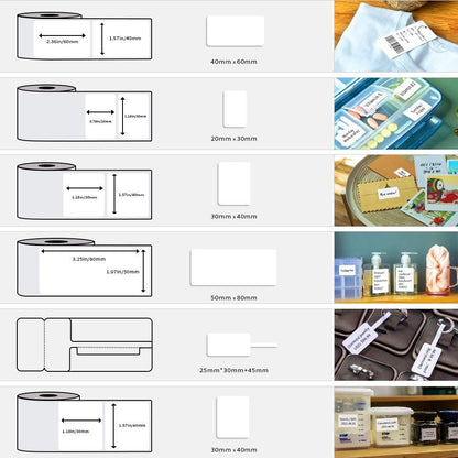 6 rolls of Phomemo M120/M110 labels, 1.96"x 1.18" (50 x 30 mm) thermal label paper for Phomemo M120/M110/M200/M220 label printers, white thermal label paper for barcode, address, price.