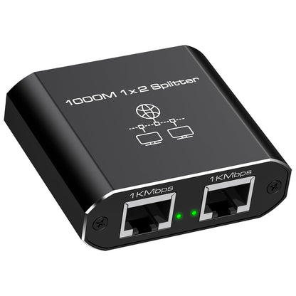 VEDINDUST LAN Splitter 1 to 2 1000Mbps Ethernet Splitter 2 Port With Type-C Power Cable Gigabit Switch for Computer, Hub, Router, Set-Top Box, Digital TV, etc.