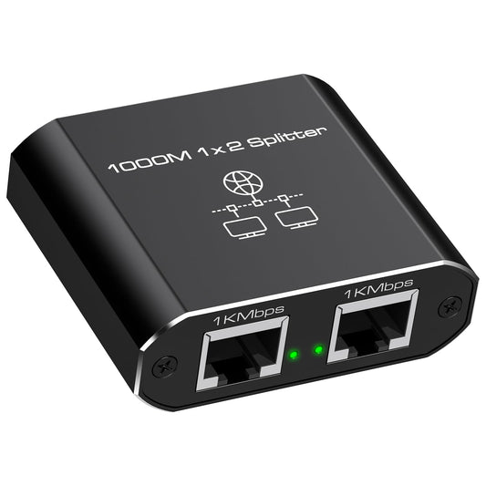 VEDINDUST LAN Splitter 1 to 2 1000Mbps Ethernet Splitter 2 Port With Type-C Power Cable Gigabit Switch for Computer, Hub, Router, Set-Top Box, Digital TV, etc.