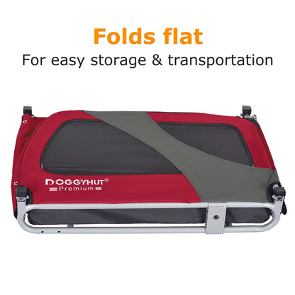 DOGGYHUT® Premium XL Dog Bike Trailer up to 45 kg Bike trailer for dogs Dog trailer for bicycles large dogs 80103 (RED/BLACK)