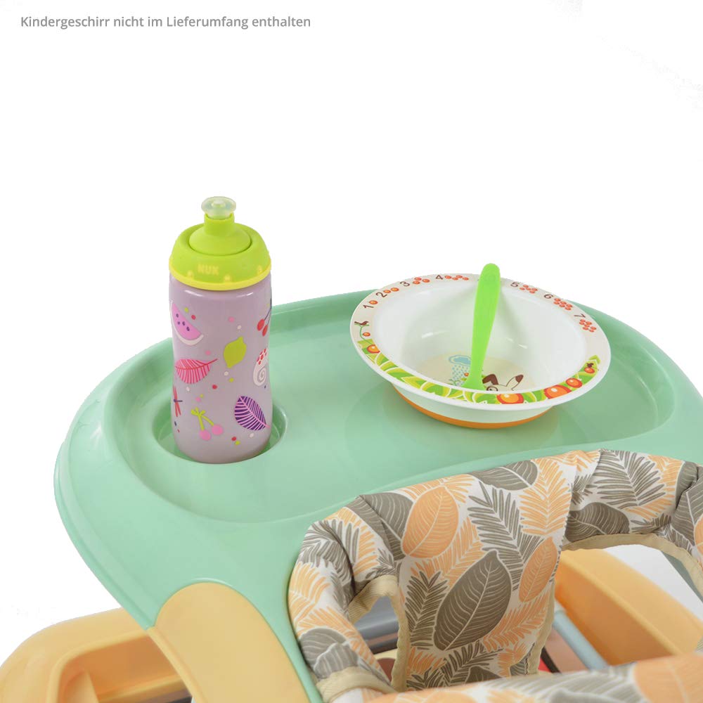 Daliya® BEBISTEP 4in1 play and walk learning car - baby walker with rocking function Walking aid Baby swing with music & game center & dining table (Yellow-turquoise)