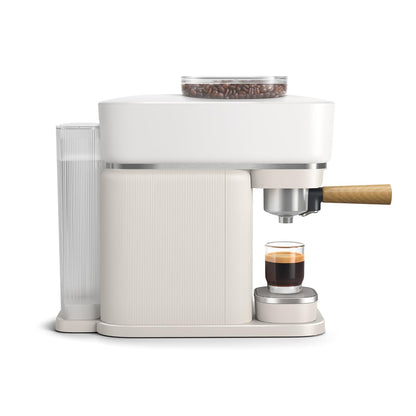 Philips Baristina Espresso Machine - Real Espresso, made simple. Compact coffee machine, natural white with ash wood portafilter, 16-bar pump pressure, automatic grinder, Cafe Crema (BAR302/20)