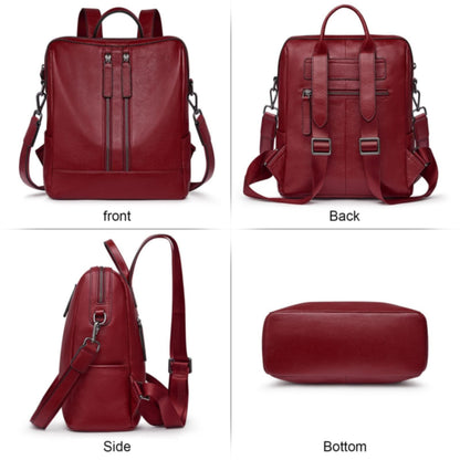 S-ZONE Women's 3-Way Backpack 2 in 1 Handbag as Leather Backpack Lightweight Soft Genuine Leather Small Casual Stylish Travel Backpack School Bag Backpack Daypack School Bag School Backpacks
