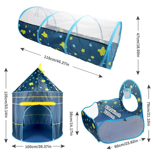 Play tents for girls boys, CestMall 3 in 1 kids play tent with house tent ball pool tunnel, kids pop up tent house palace tent play tent with carrying bag for boys girls toddlers indoors.