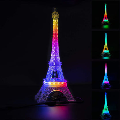 BTF-LIGHTING USB 5V Romantic Eiffel Tower Built-in Color Changing Night Light 9.8 Inch 48 LEDs WS2812B RGB Mini Night Light Desk Table Lamp Birthday Gift