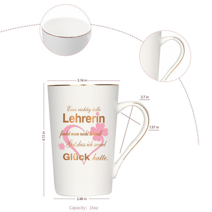 Joyful coffee cup farewell gift for teacher - it's hard to find a really great teacher - farewell gift for the best favorite teacher, 400ml white.