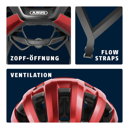 ABUS road bike helmet PowerDome MIPS - lightweight helmet with smart ventilation system and impact protection - Made in Italy - for men and women - Red, Size S