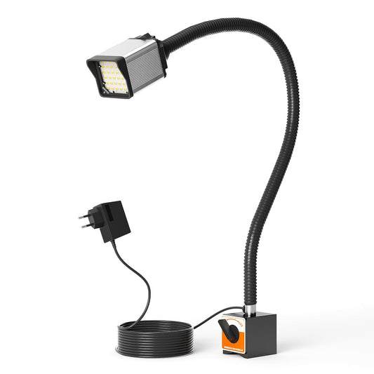 28 LEDs magnetic light, 1320 lumens, 120V flexible gooseneck work light with adjustable magnetic base for CNC, milling machine press sewing machine industrial lighting (12W Magnetic Base)