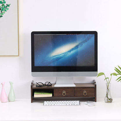 yangsense Monitor Stand, non-absorbent bamboo monitor stand with 3 drawers for studying at home office (walnut finish three drawers with back)