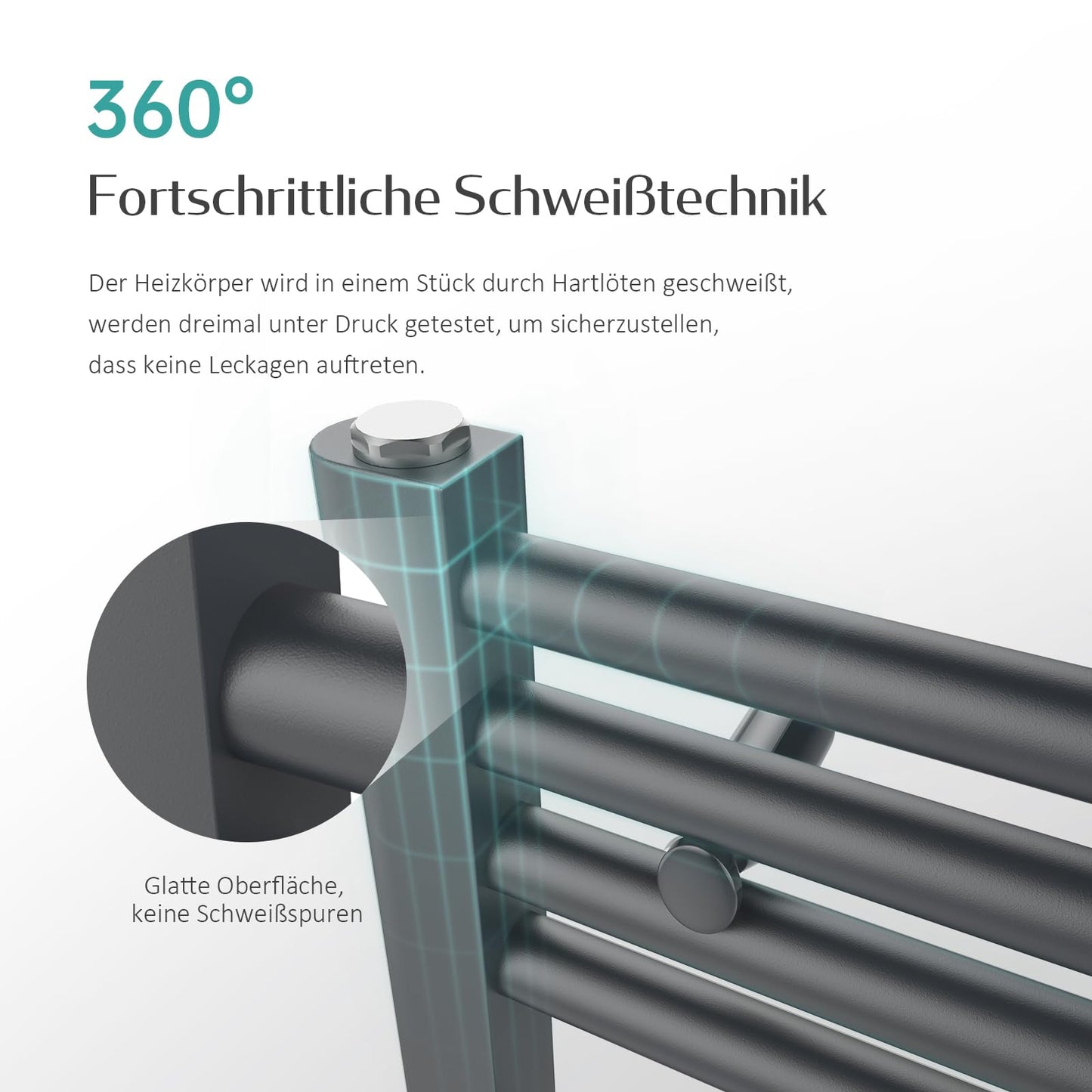 EMKE Towel Radiator 750x400 mm, Bathroom Radiator Towel Rail Central Connection Towel Warmer Towel Dryer Small Bathroom Heater Anthracite 244W