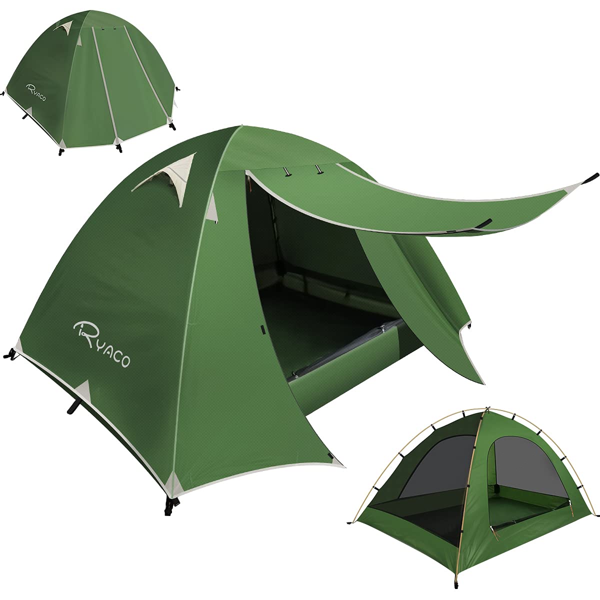 RYACO Tent 2-3 Person Camping Tent, 2 Doors Waterproof & Windproof 3-4 Season Ultralight Tents for Adult Camping, Backpacking, and Outdoor Hiking Gear