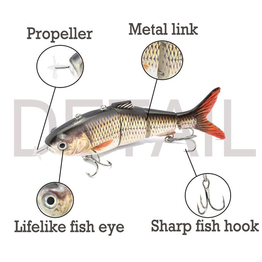 ODS Electric Fishing Lure with LED Light USB Rechargeable Floating Wobbler Robotic Fish Bait Freshwater Saltwater for Perch Zander (379)