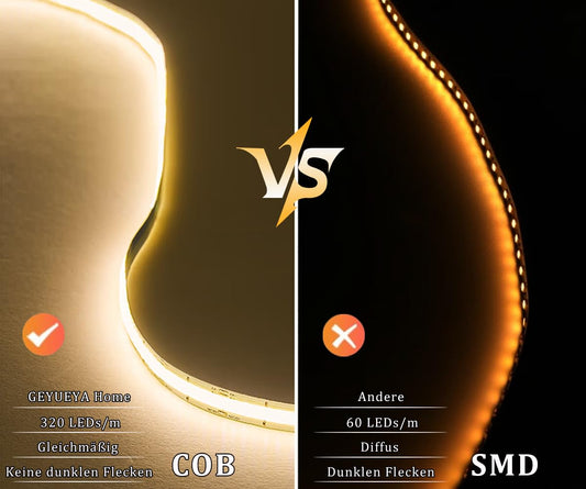 COB LED strip 10m warm white, 24V LED strip warm white COB LED tape self-adhesive, 3000K 320LEDs/M high brightness flexible, dimmable COB LED strip 10m LED tape for indoor home kitchen decoration.