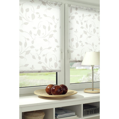 GARDINIA EASYFIX Scandinavian Roller Blind, No Drilling Required, Can be Adhered or Clamped, Opaque, Light-Penetrating, White/Natural, 80 x 180 cm